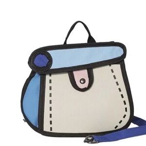 Cartoon Style Blue and Cream Handbag